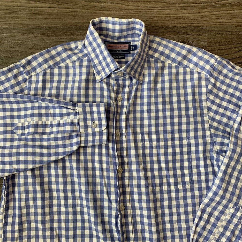 Vineyard Vines Classic Fit Murray Shirt: Size M Long Sleeve Blue White‎ check